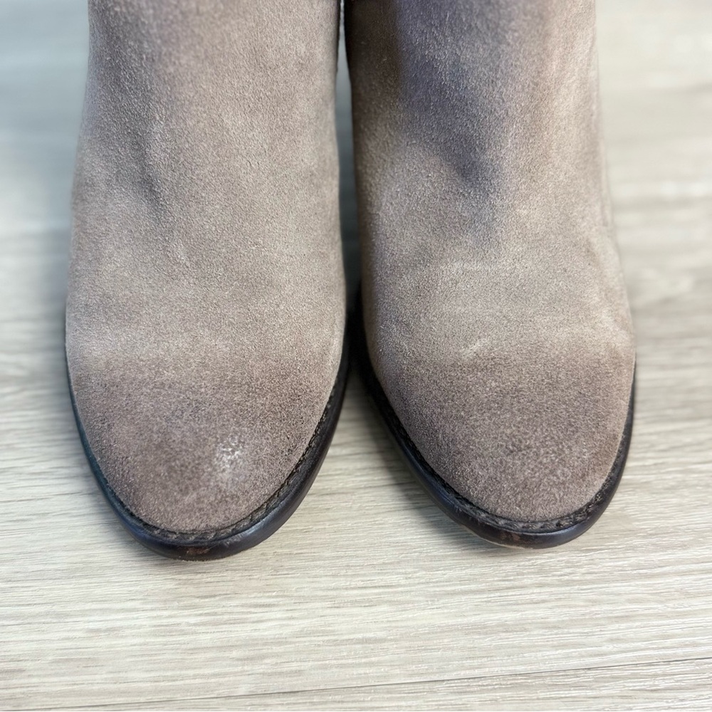 Steve‎ Madden Taupe Milaan Leather Suede Heeled Ankle Bootie - Picture 3 of 11
